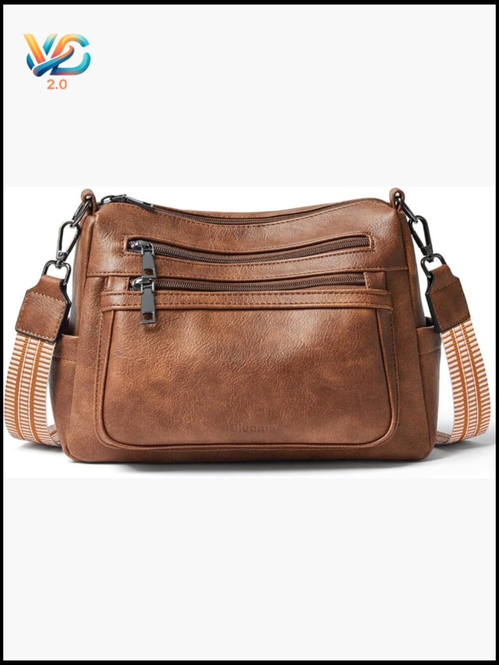 Medium Large Faux Leather Crossbody Bag Sling Shoulder Handbag with Adjustable